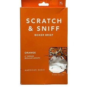 NWT AMERICAN EAGLE Scratch & Sniff Boxer Brief 6" Inseam Sz XL Orange